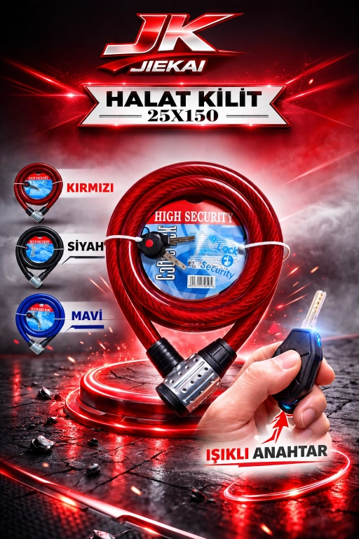 25X150 HALAT KİLİT IŞIKLI ANAHTAR * KIRMIZI *