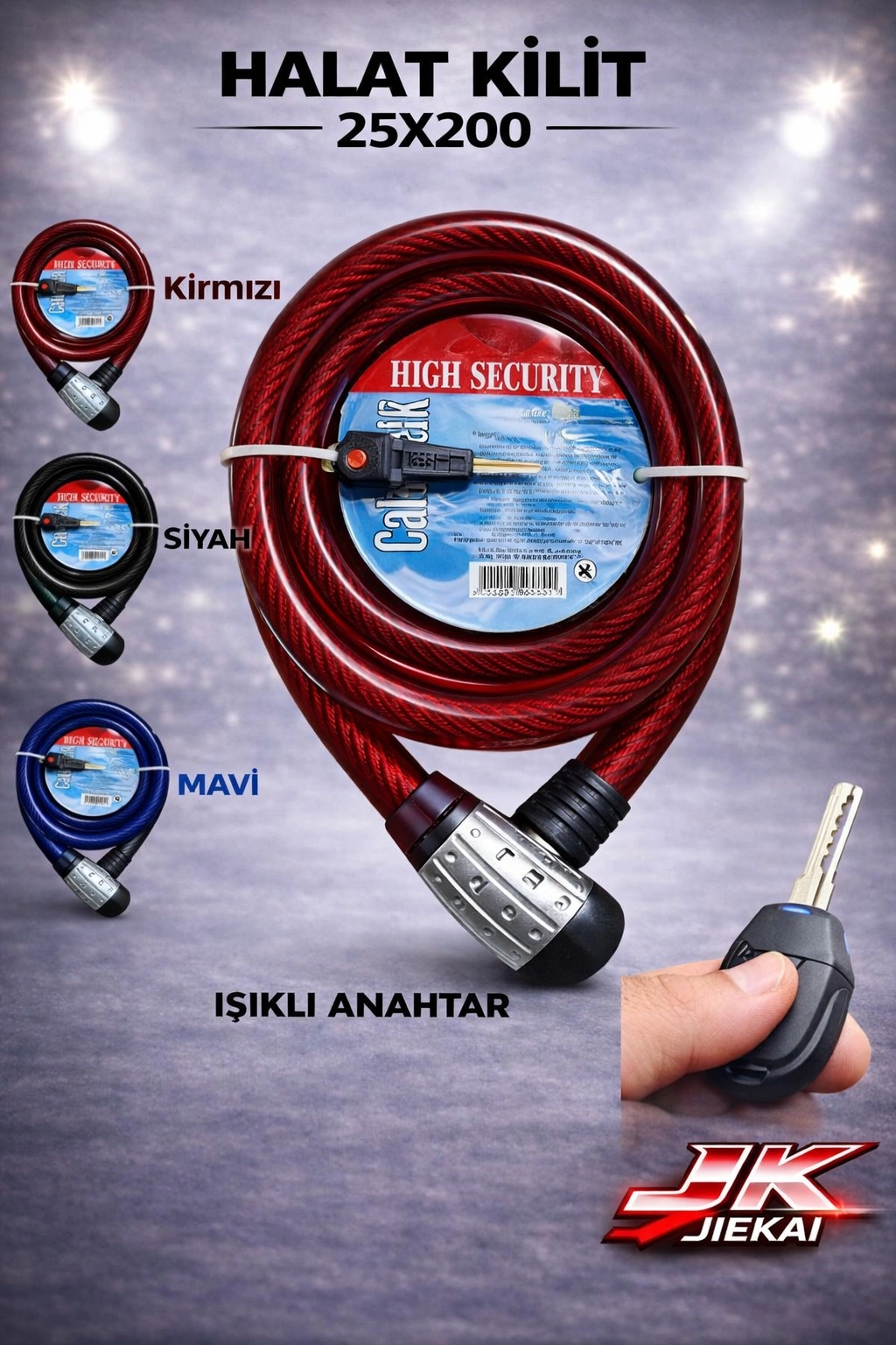 25X200 HALAT KİLİT IŞIKLI ANAHTAR * KIRMIZI *