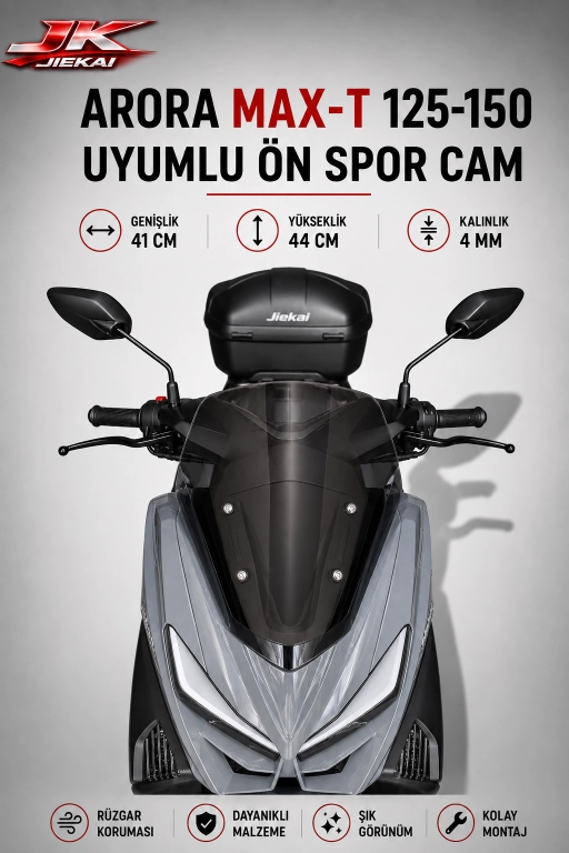 ARORA MAX-T 125-150 UYUMLU ÖN SPOR CAM  (GENİŞLİK: 41 CM YÜKSEKLİK: 44 CM KALINLIK: 4 MM
