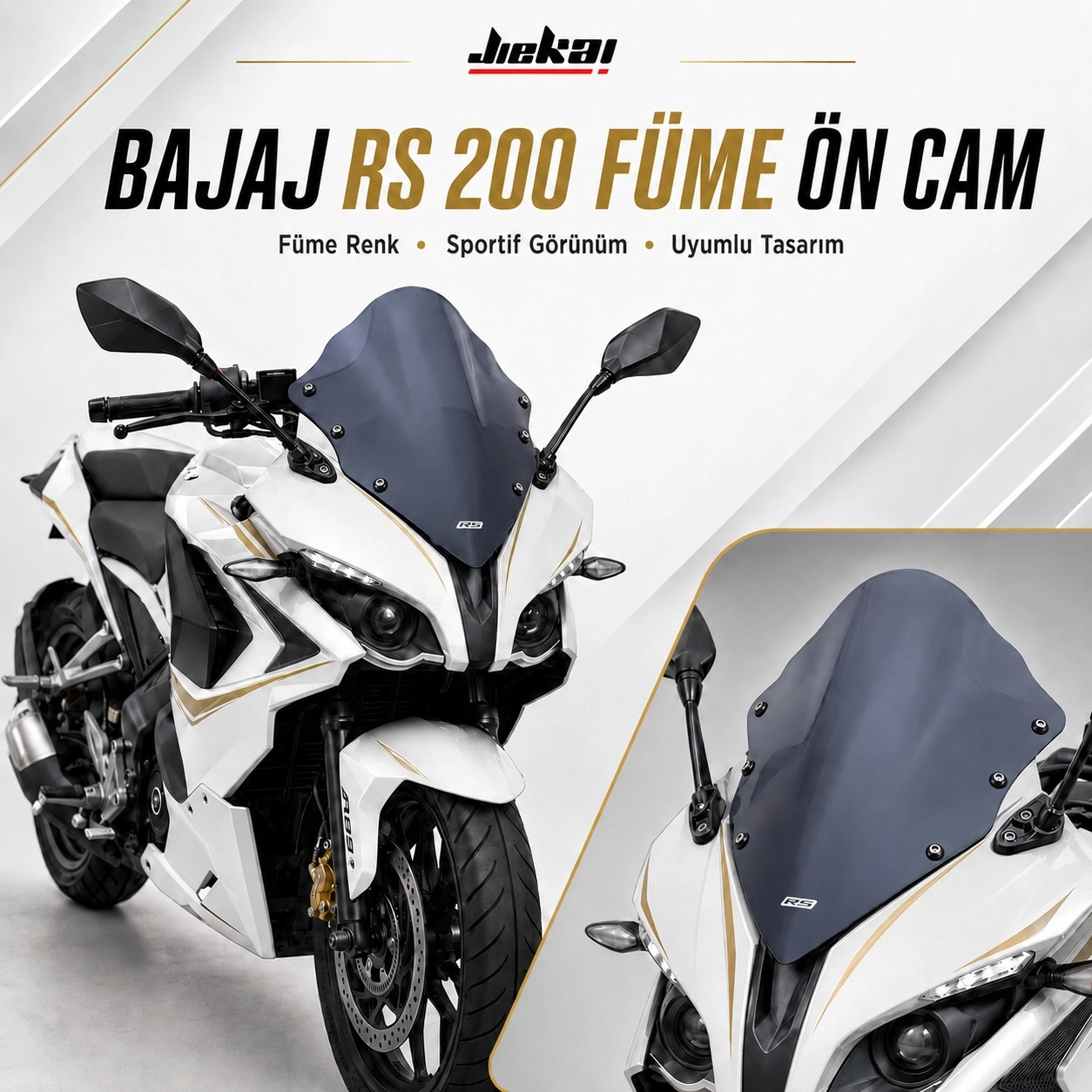 BAJAJ PULSAR RS 200 SPOR CAM FÜME