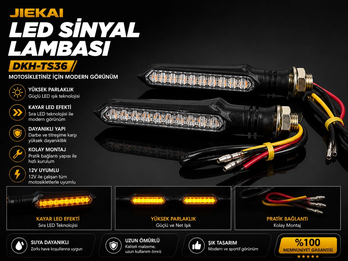 JİEKAİ DKH-TS36 Kayan LED Sinyal Lambası