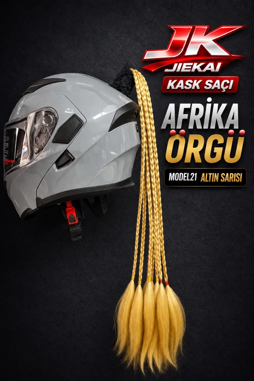 JİEKAİ KASK SAÇI ALTIN SARISI RENK AFRİKA ÖRGÜ MODEL-21