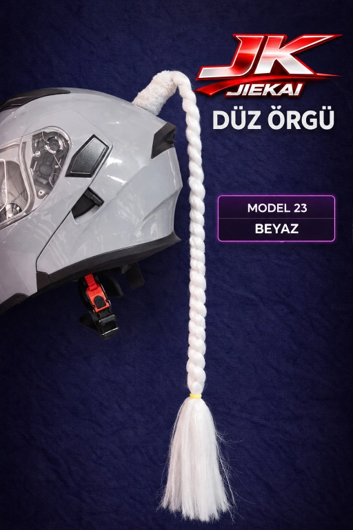 JİEKAİ KASK SAÇI BEYAZ RENK DÜZ ÖRGÜ MODEL-23