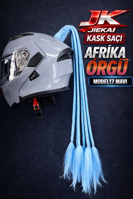 JİEKAİ KASK SAÇI MAVİ RENK AFRİKA ÖRGÜ MODEL-17