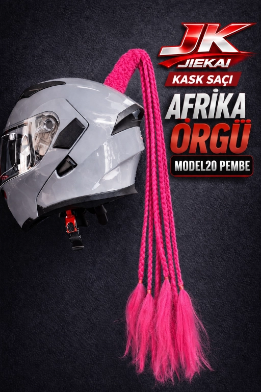 JİEKAİ KASK SAÇI PEMBE RENK AFRİKA ÖRGÜ MODEL-20