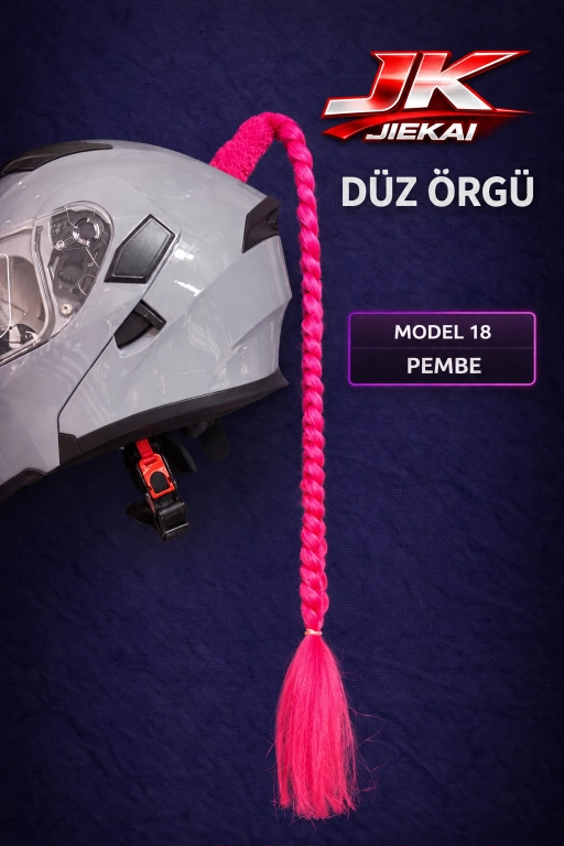 JİEKAİ KASK SAÇI PEMBE RENK DÜZ ÖRGÜ MODEL-18