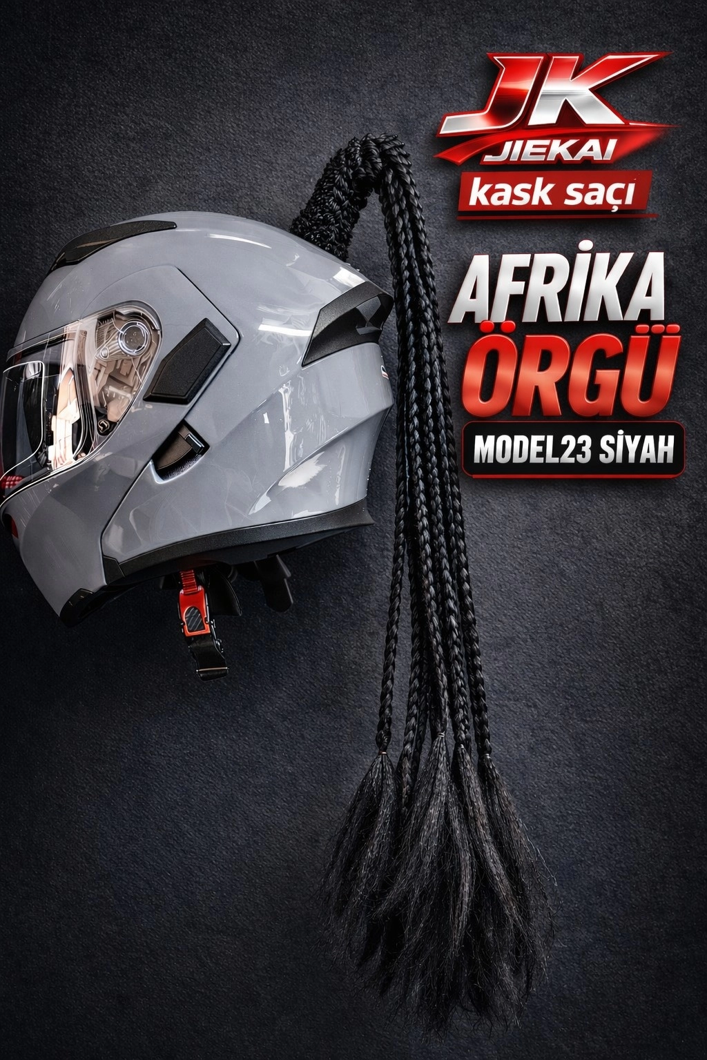 JİEKAİ KASK SAÇI SİYAH RENK AFRİKA ÖRGÜ MODEL-23