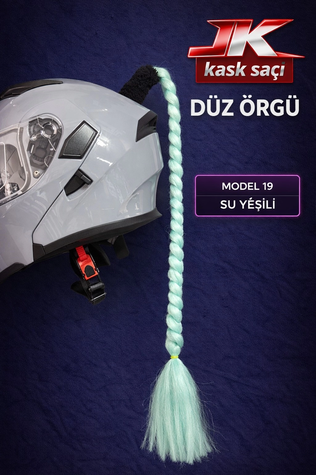 JİEKAİ KASK SAÇI SU YEŞİLİ RENK DÜZ ÖRGÜ MODEL-19