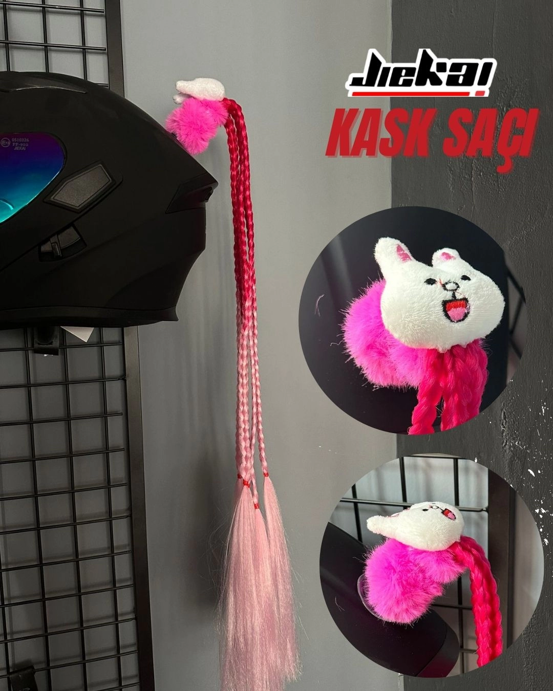 JİEKAİ KASK SAÇI TOKALI GEÇİŞLİ PEMBE RENK AFRİKA ÖRGÜ MODEL-12