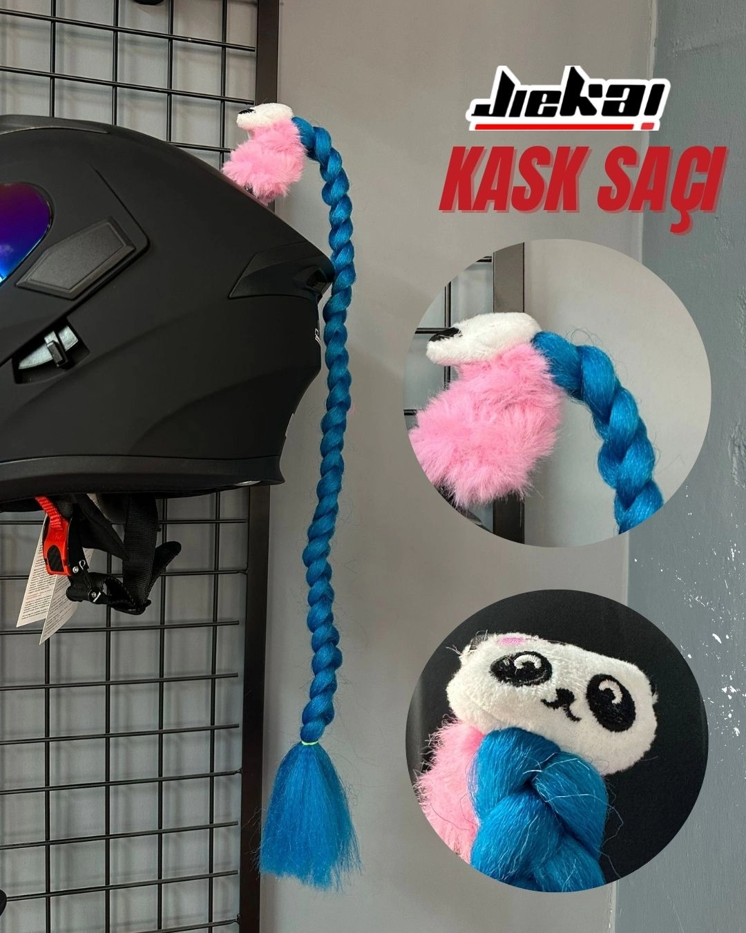 JİEKAİ KASK SAÇI TOKALI LACİVERT RENK DÜZ ÖRGÜ MODEL-03