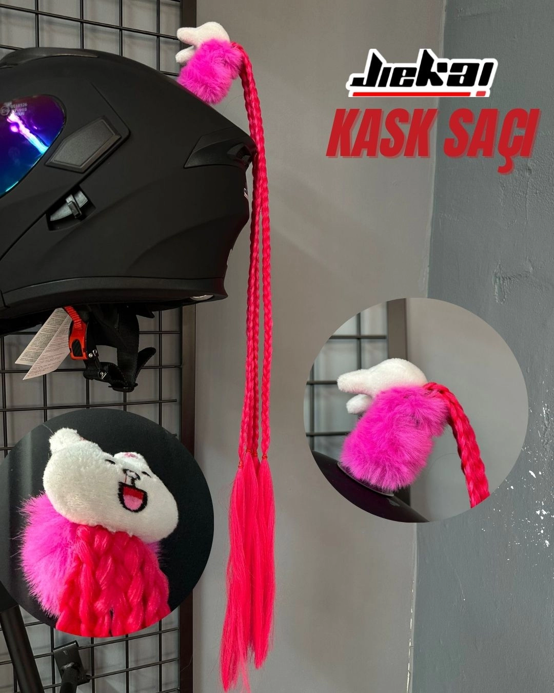 JİEKAİ KASK SAÇI TOKALI NEON PEMBE RENK AFRİKA ÖRGÜ MODEL-11