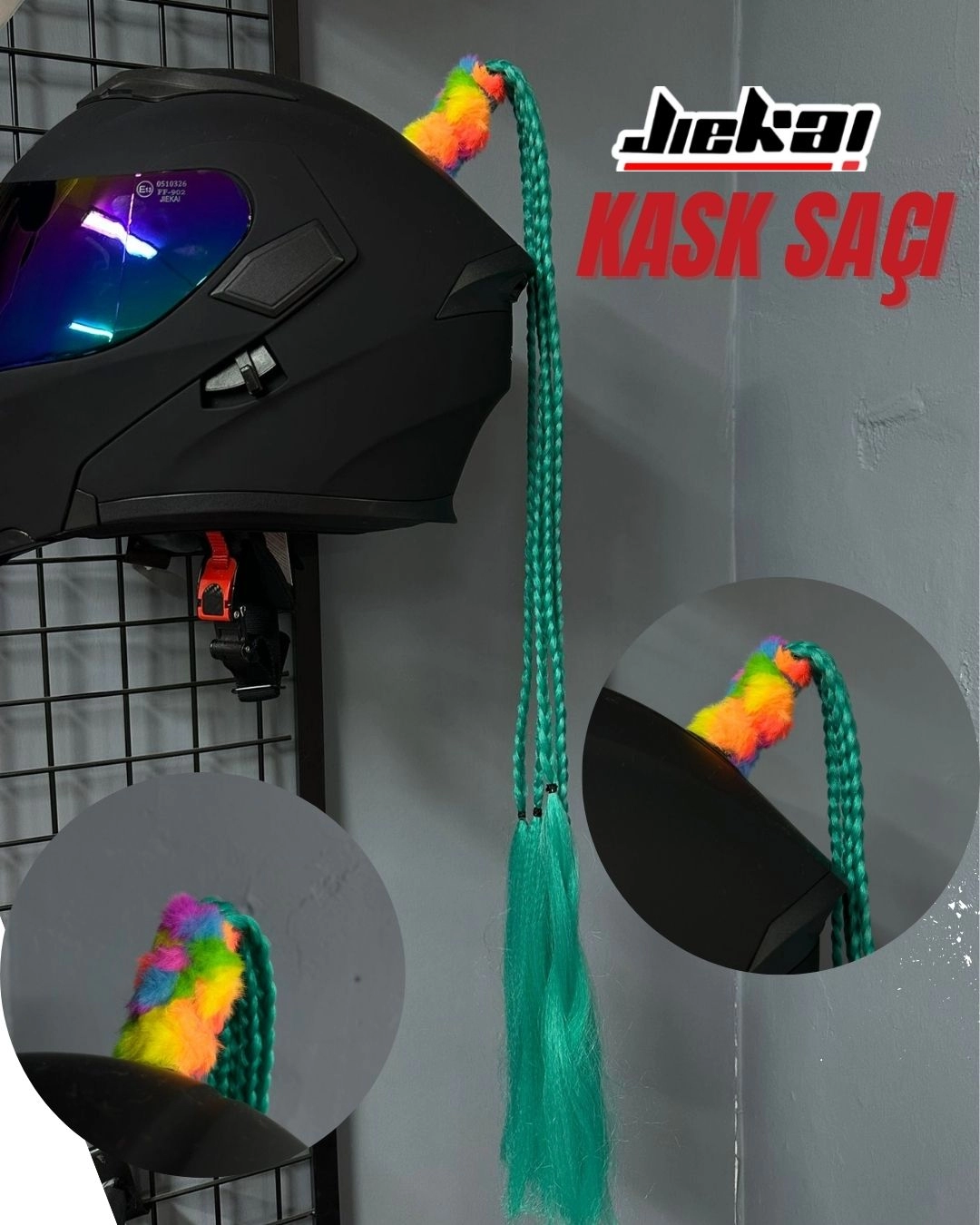 JİEKAİ KASK SAÇI YEŞİL RENK AFRİKA ÖRGÜ MODEL-08