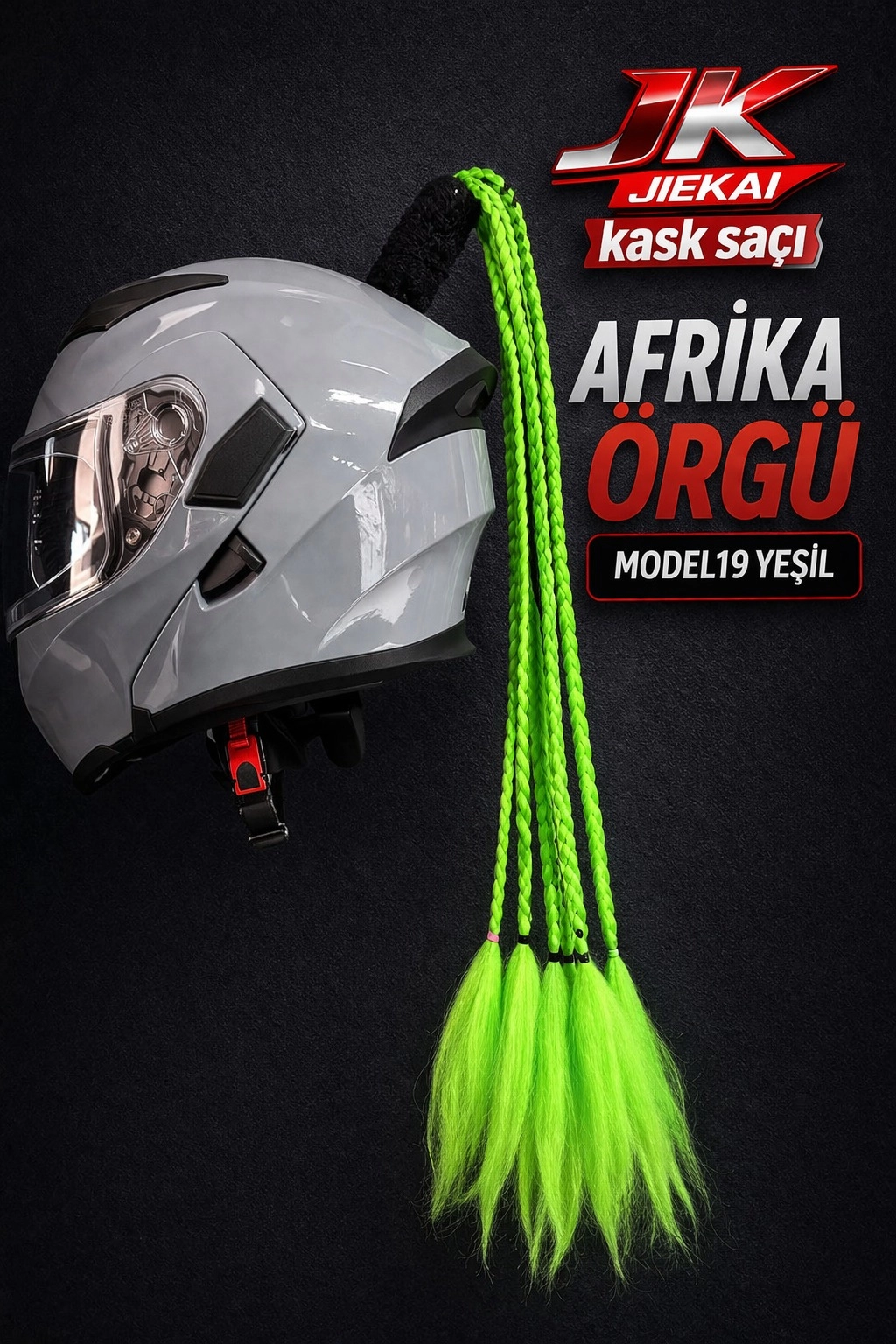 JİEKAİ KASK SAÇI YEŞİL RENK AFRİKA ÖRGÜ MODEL-19