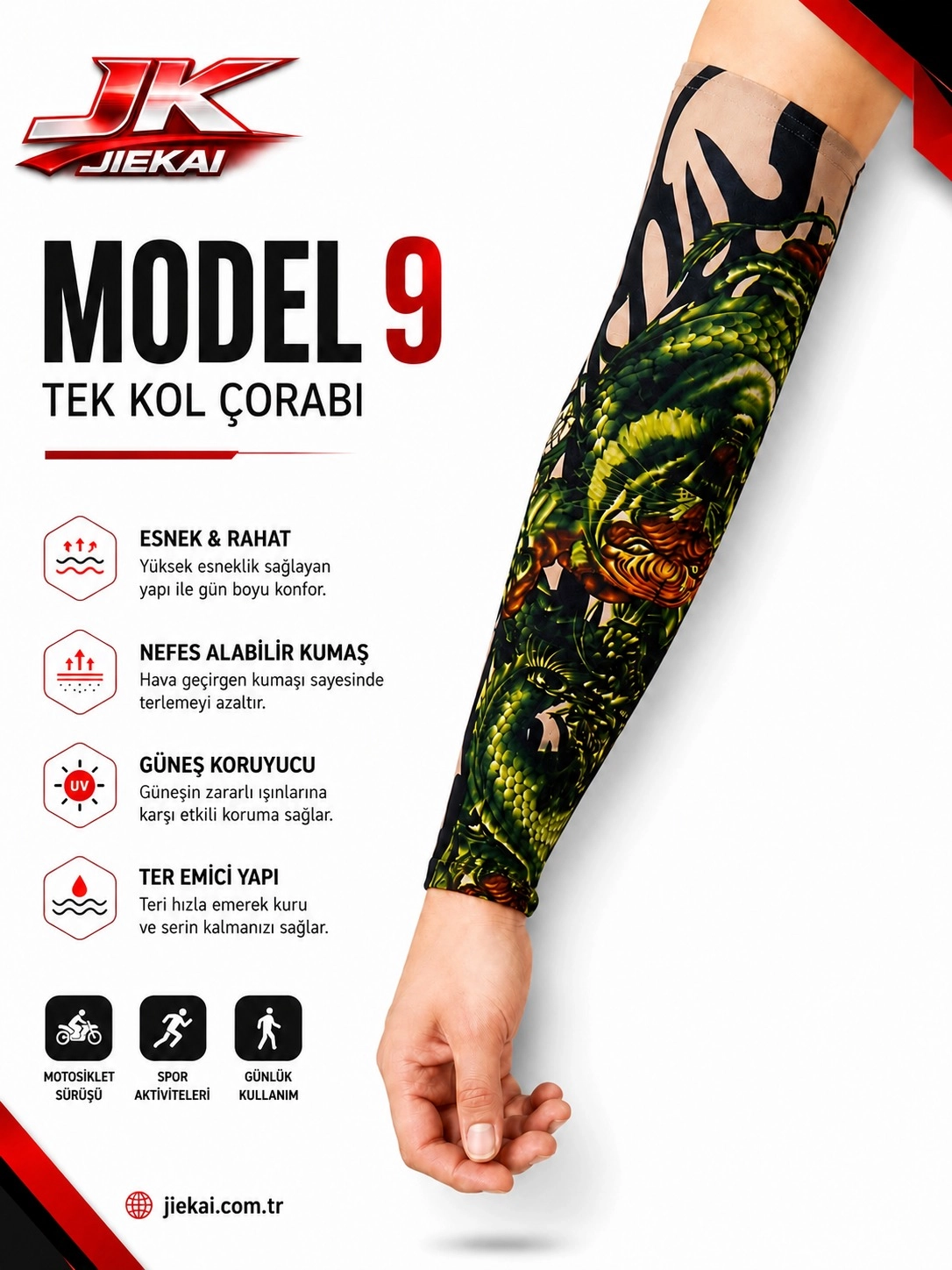 JİEKAİ MOTORCU KOL ÇORABI MODEL - 9