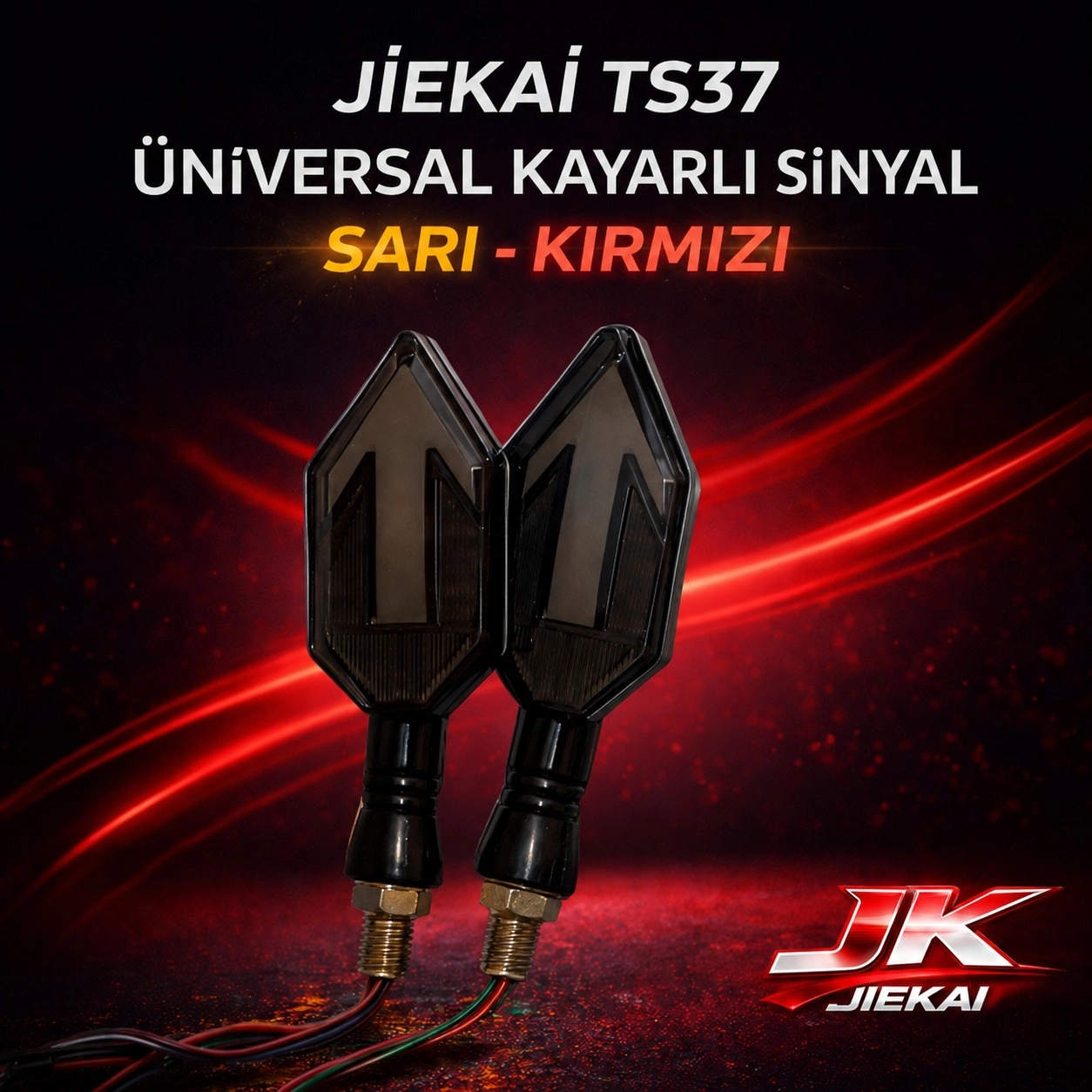 JİEKAİ TS37 ÜNİVERSAL KAYARLI SİNYAL MOTOSİKLET *KIRMIZI*SARI