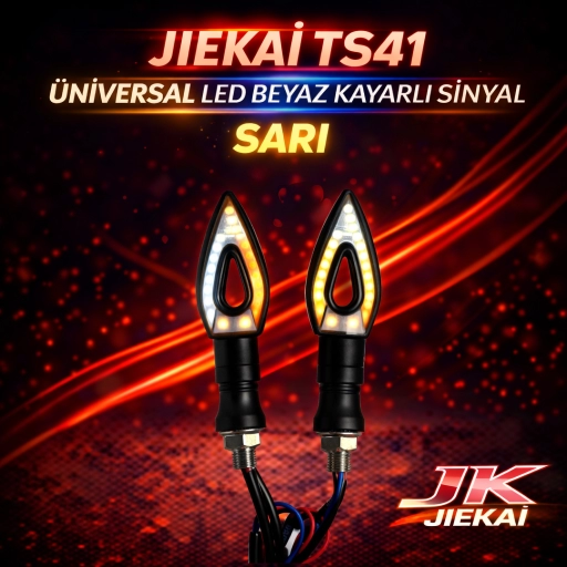 JİEKAİ TS41 ÜNİVERSAL LED *BEYAZ* KAYARLI SİNYAL MOTOSİKLET *SARI*