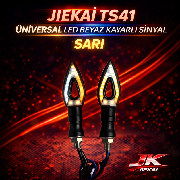 JİEKAİ TS41 ÜNİVERSAL LED *BEYAZ* KAYARLI SİNYAL MOTOSİKLET *SARI*