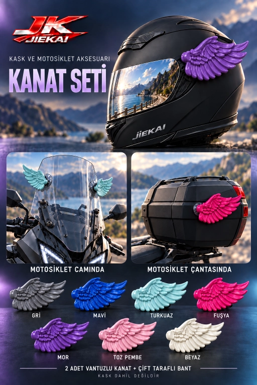 JK JİEKAİ MOTOSİKLET-KASK AKSESUARI MELEK KANADI SOFT RENKLER (İKİ ADET KANAT-KASK DAHİL DEĞİLDİR)